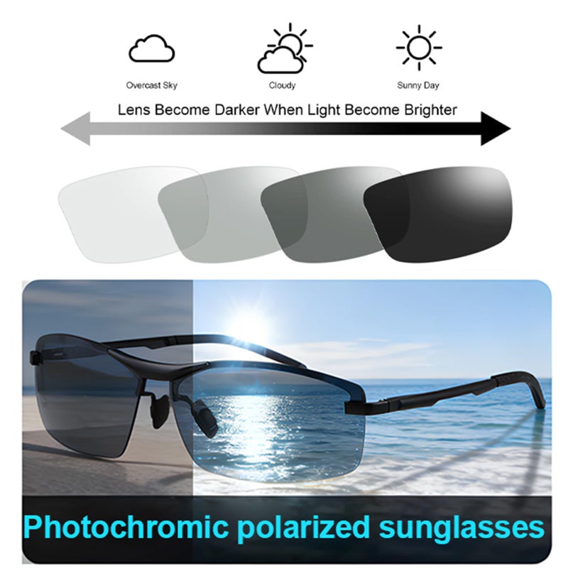 YIMI Men's photochromic lenses Polarized Driving Sunglasses transition safety Eyewear Day and Night Vision Glasses For Women (photochromic/Black Frame Black lens) - Image 3